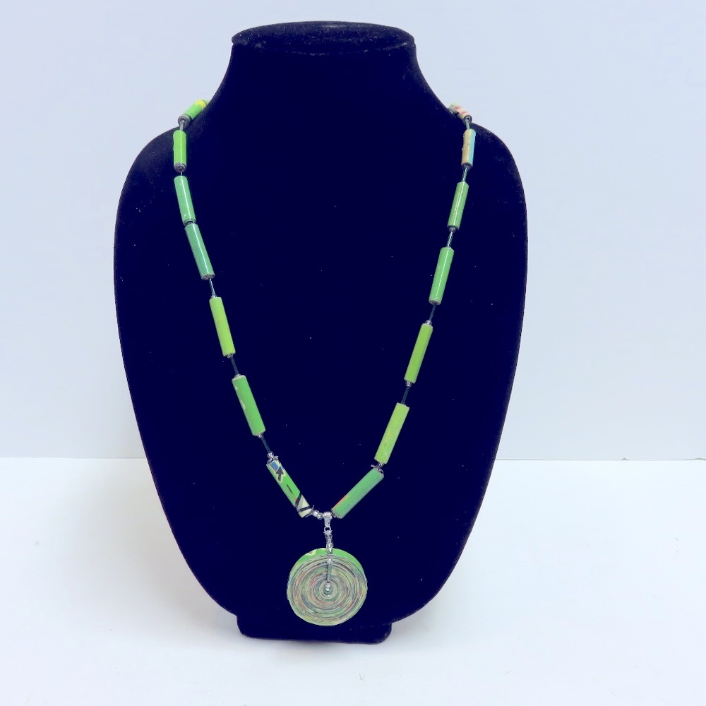 Upcycled Paper Origami Beaded Necklace